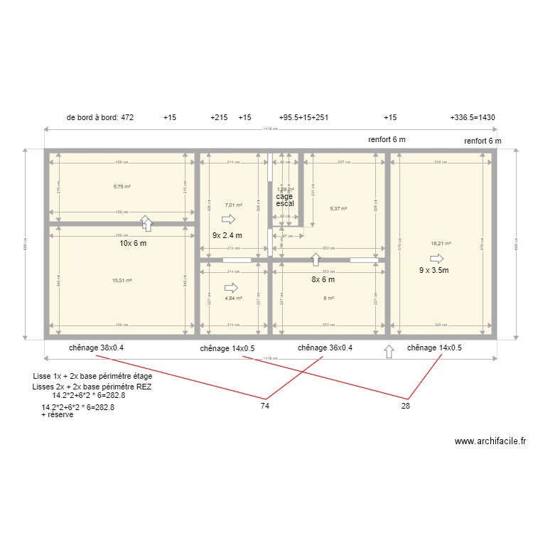 CERFONTAINE étage solives. Plan de 0 pièce et 0 m2