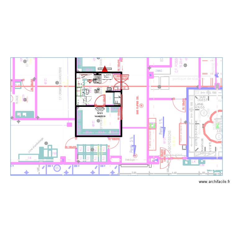 Atelier Pontcharra. Plan de 2 pièces et 24 m2