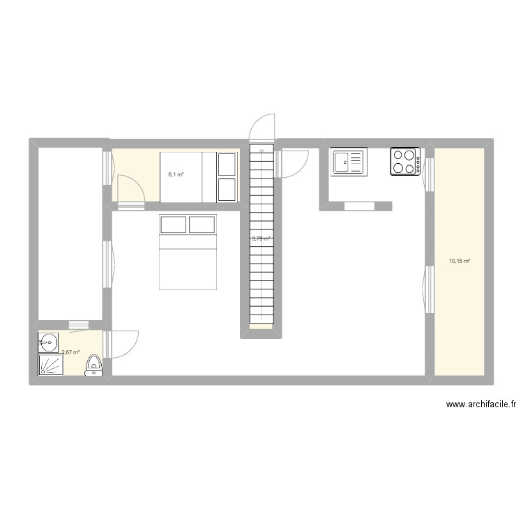 leydet. Plan de 4 pièces et 23 m2