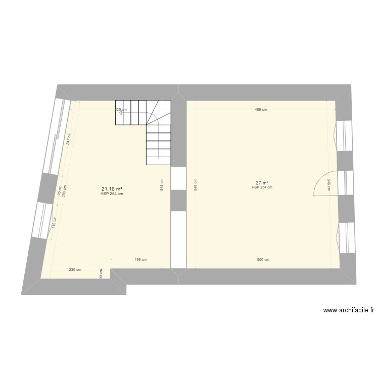 Rez de chaussée STe Cécile. Plan de 2 pièces et 48 m2