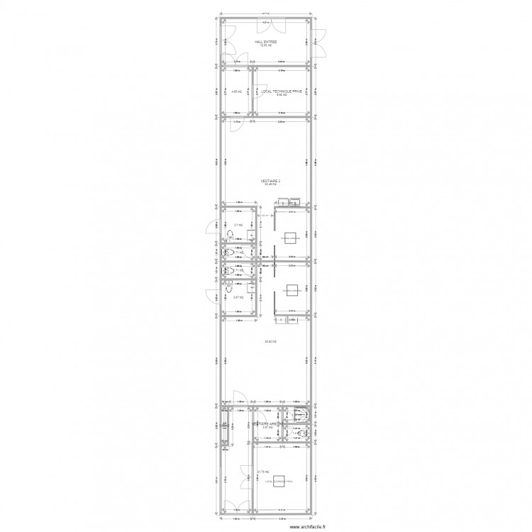 CMCAS GYMNASE FLEURY VESTIAIRES. Plan de 0 pièce et 0 m2