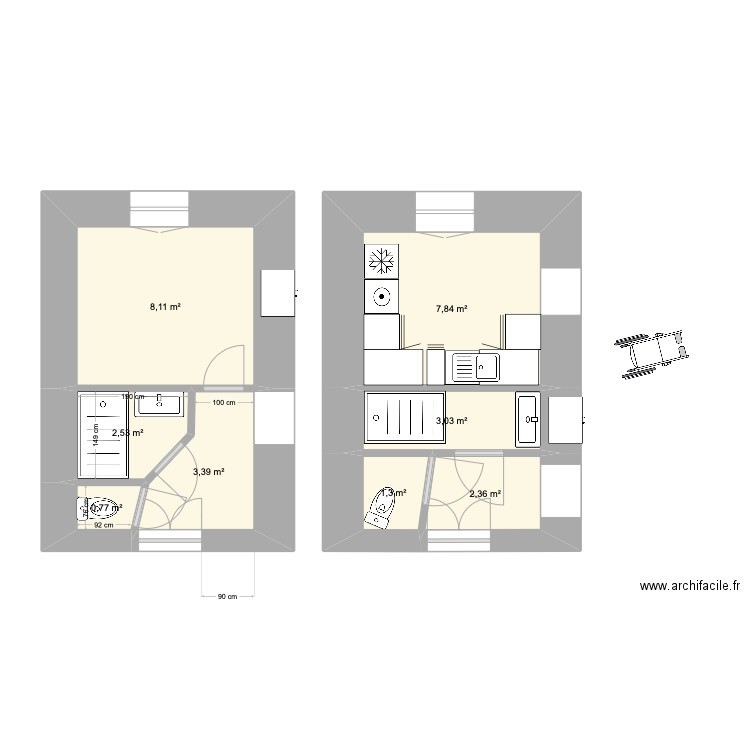 maman Bastia 2. Plan de 8 pièces et 29 m2