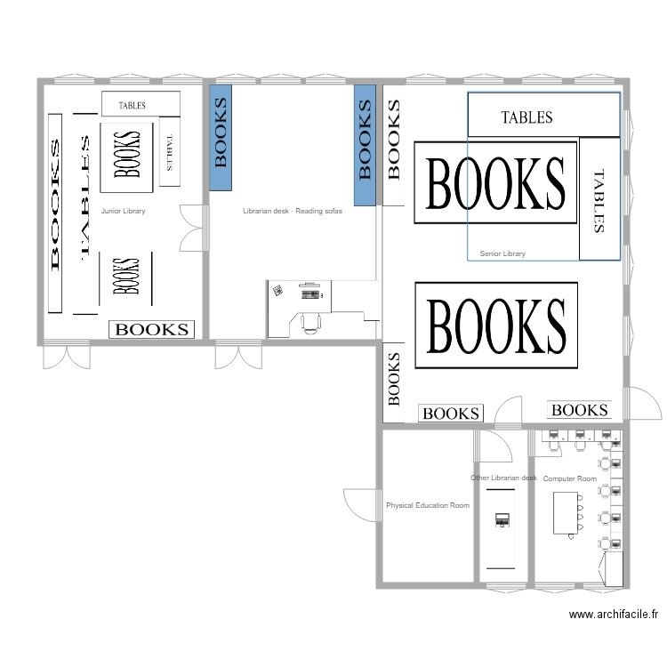 Bibliothèque. Plan de 0 pièce et 0 m2
