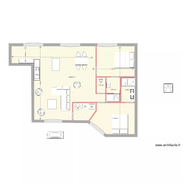 projet paris  chambre au fond. Plan de 