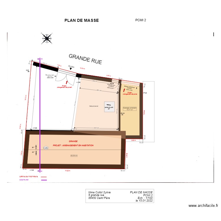 pcmi5. Plan de 2 pièces et 76 m2