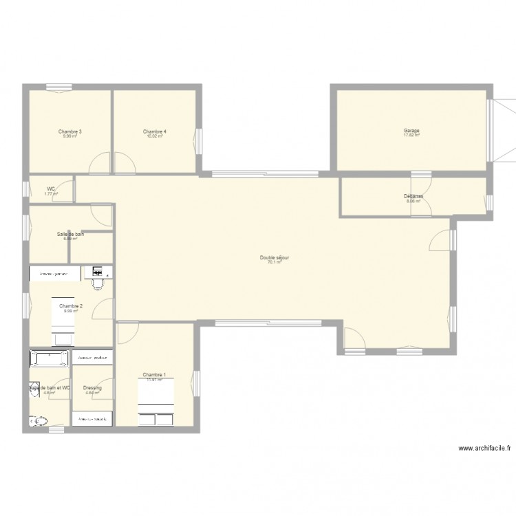 maison en H. Plan de 0 pièce et 0 m2