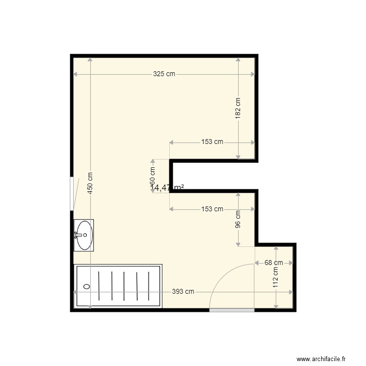 BAUCHIN LICIE . Plan de 1 pièce et 14 m2