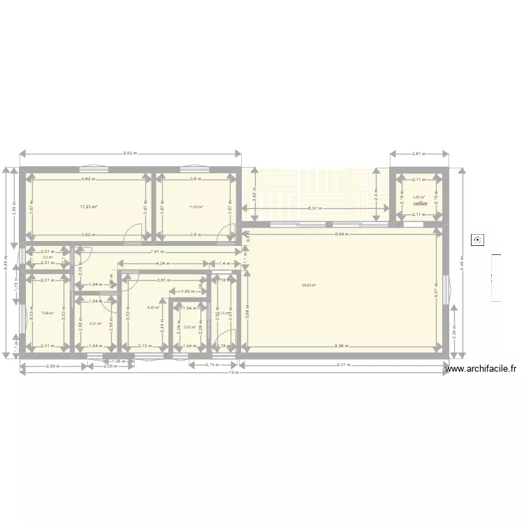 maison 2023 pour cote et ouverture. Plan de 