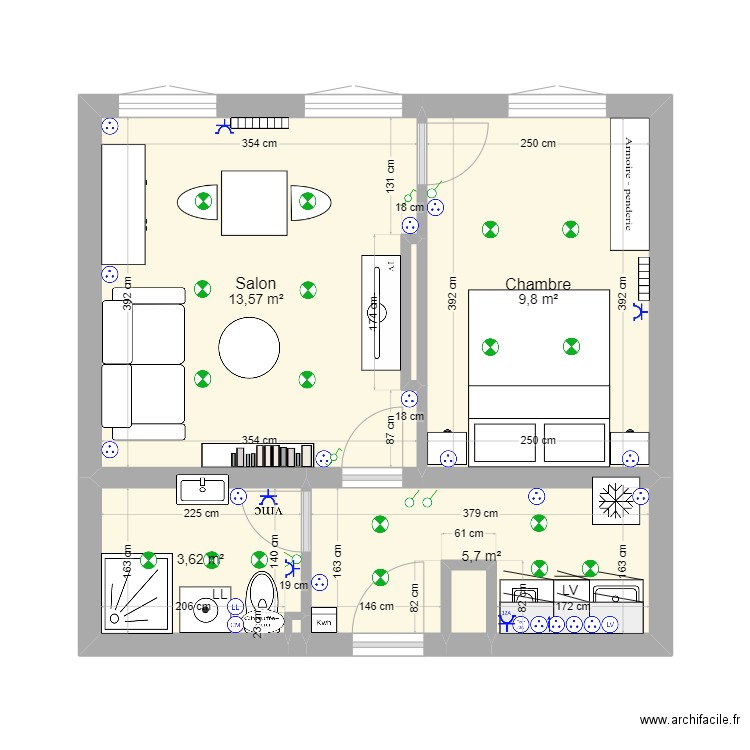 Igael. Plan de 7 pièces et 33 m2