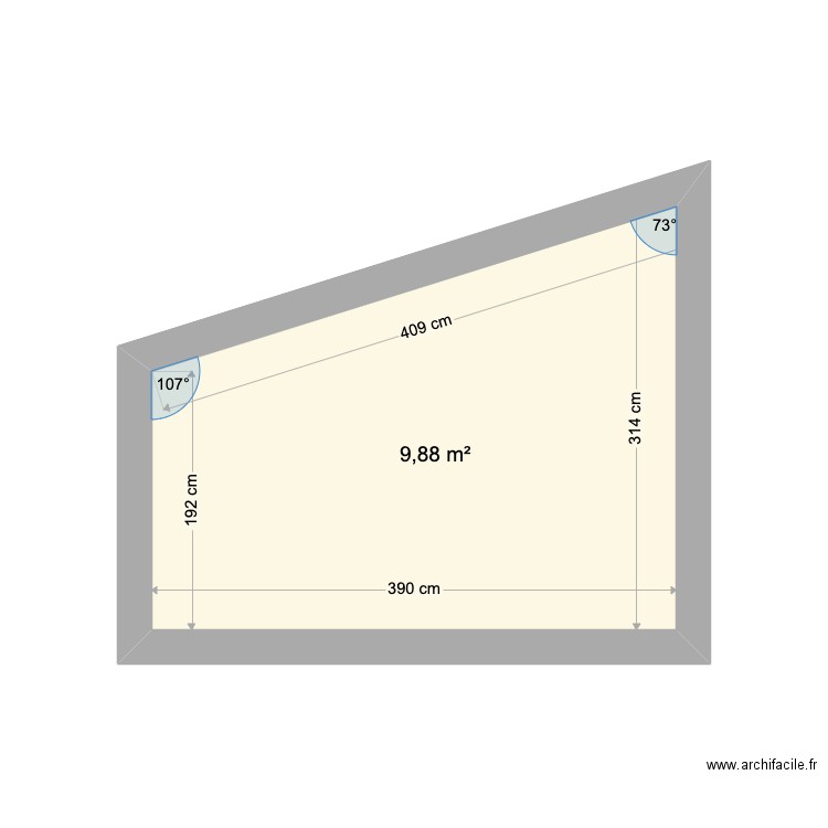 PISSOTTE MUR DRESSING. Plan de 1 pièce et 10 m2