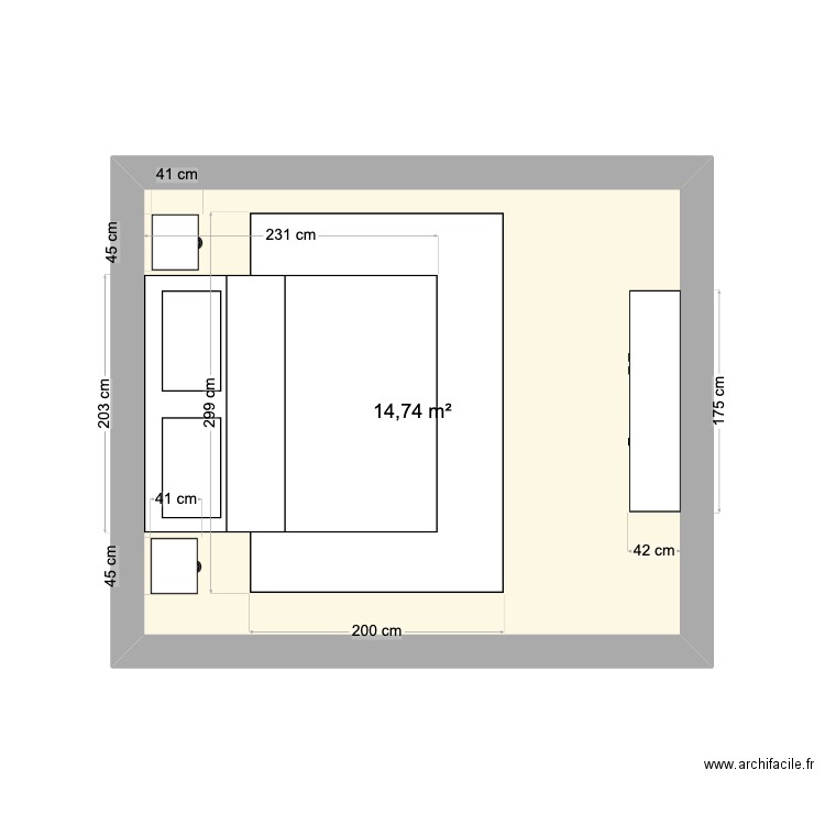 tapis chambre. Plan de 1 pièce et 15 m2