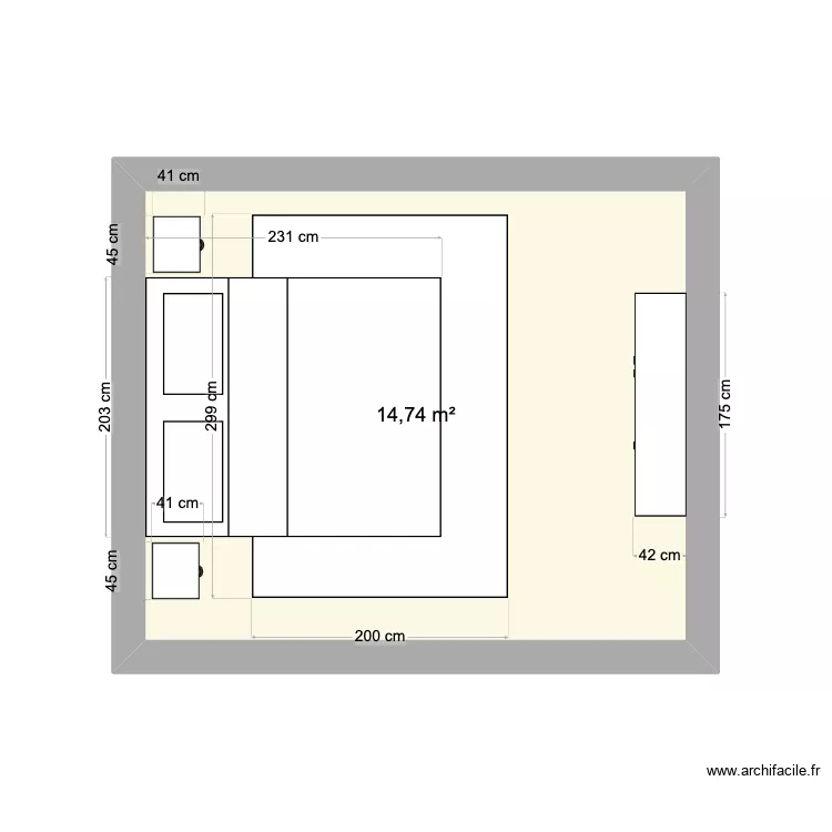 tapis chambre. Plan de 