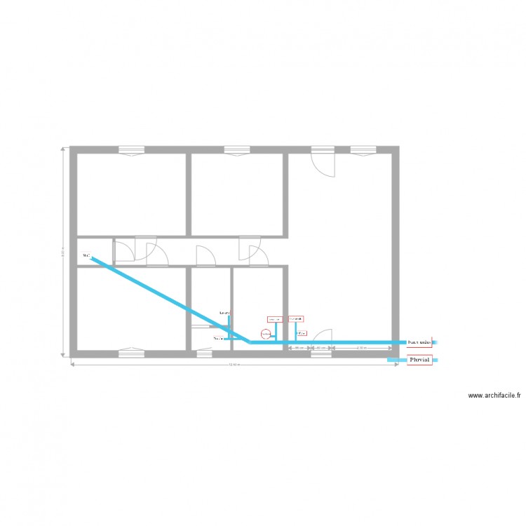 Plan évacuation eaux usées Revel 2016. Plan de 0 pièce et 0 m2