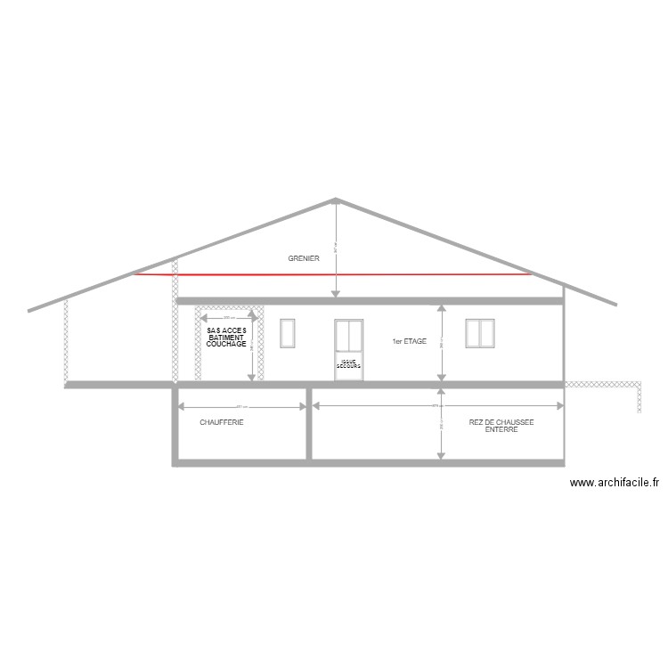 PLAN DE FACADE OUEST AVANT TRAVAUX. Plan de 0 pièce et 0 m2