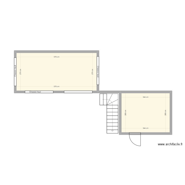 POULIQUEN. Plan de 2 pièces et 25 m2