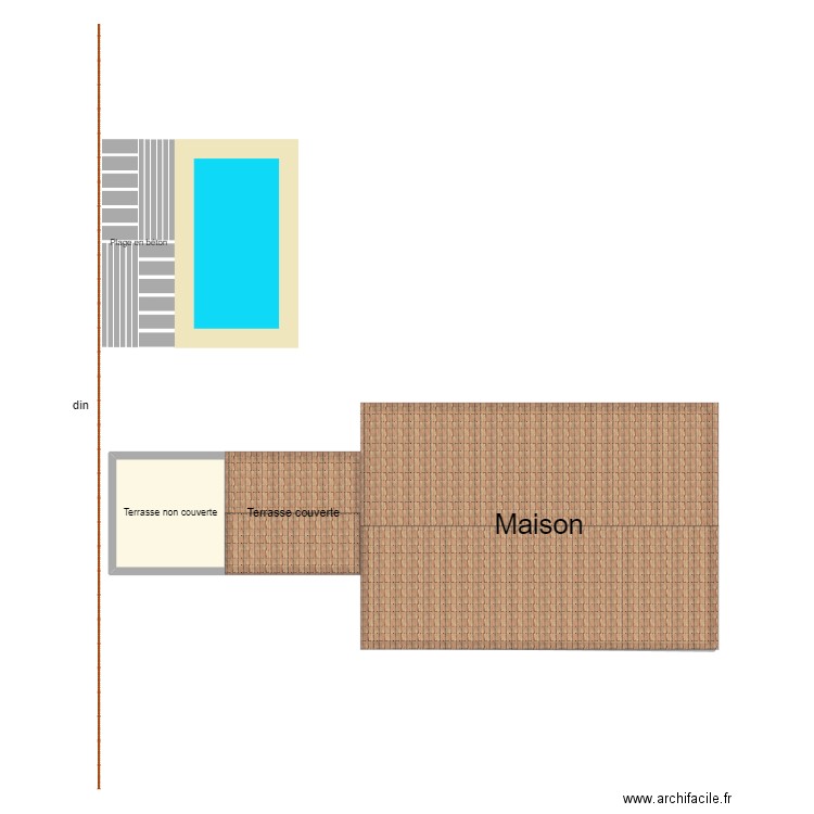 piscine. Plan de 3 pièces et 178 m2