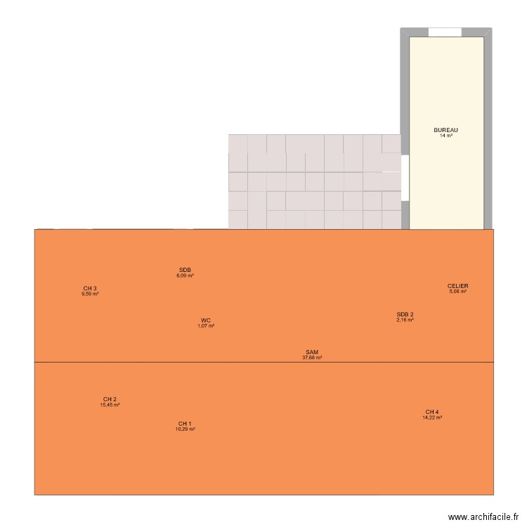 MAISON. Plan de 10 pièces et 116 m2