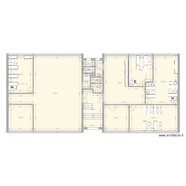 R+1 Guillemin projet. Plan de 15 pièces et 218 m2