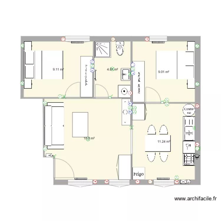 F3 1er &eacute;tage &eacute;quip&eacute;. Plan de 