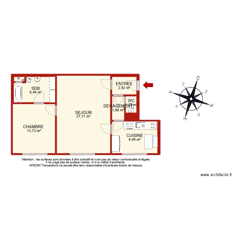 BI 8824 EF. Plan de 9 pièces et 64 m2