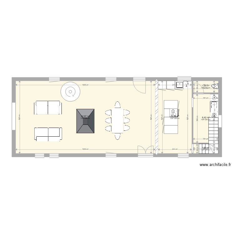 la colombière RDC. Plan de 5 pièces et 75 m2