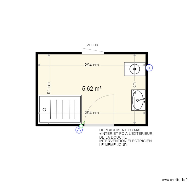 COUCEL NICOLAS - Plan 1 pièce 6 m2 dessiné par harmo59000