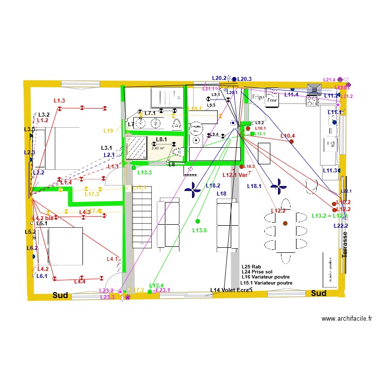 Electricité Eclairage oct 23. Plan de 1 pièce et 2 m2