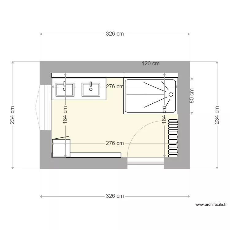 salle de douche V01. Plan de 