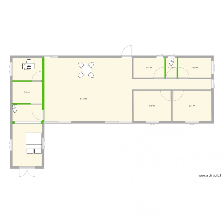 Maison en L. Plan de 0 pièce et 0 m2