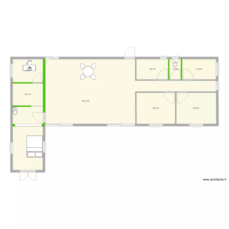 Maison en L. Plan de 
