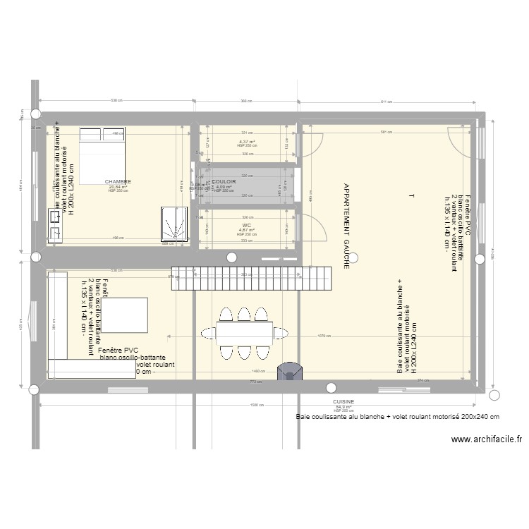 PLAN MESURE APPARTEMENT GAUCHE PIECES. Plan de 0 pièce et 0 m2