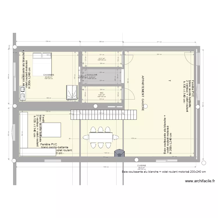 PLAN MESURE APPARTEMENT GAUCHE PIECES. Plan de 