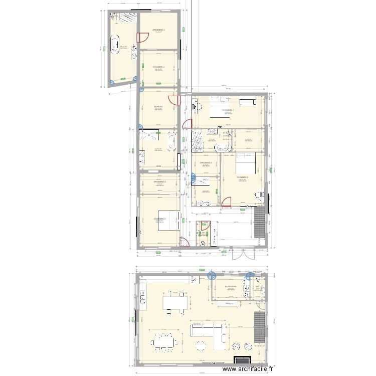 projet furiani. Plan de 18 pièces et 249 m2