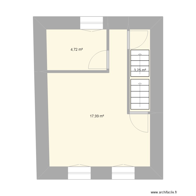 ILOT PONTAUMUR R+1. Plan de 3 pièces et 26 m2