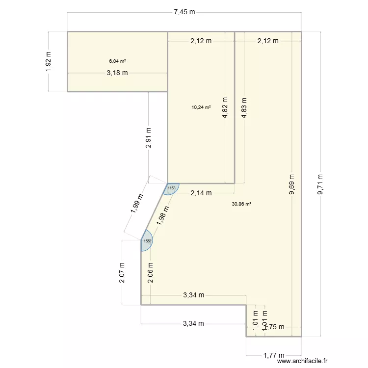 Christophe et audray yo. Plan de 3 pièces et 47 m²