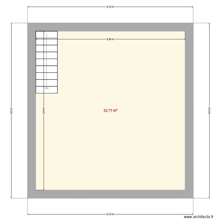 Pool house - étage 1 chb - avec étage - sans toiture. Plan de 5 pièces et 64 m2