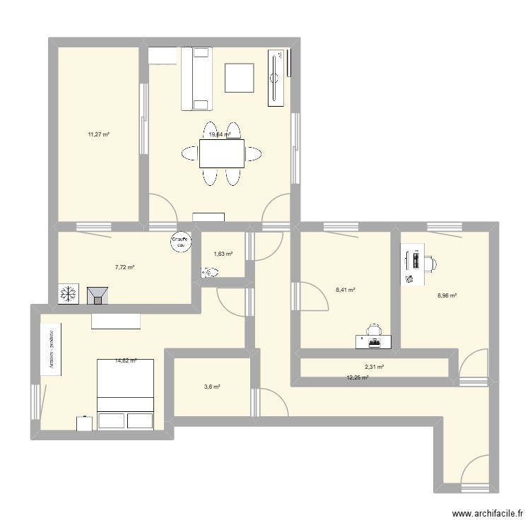 Lyon. Plan de 10 pièces et 90 m2