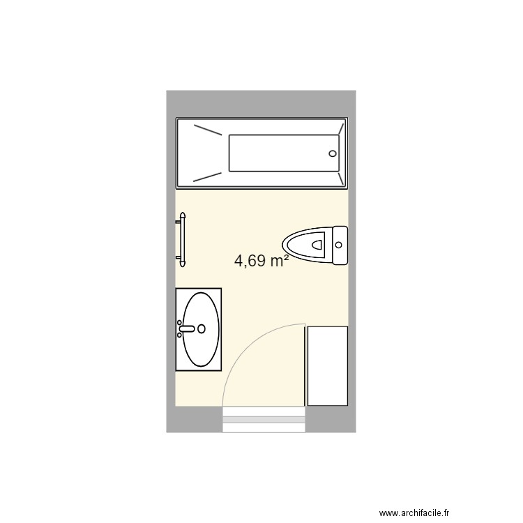 sdb2. Plan de 1 pièce et 5 m2