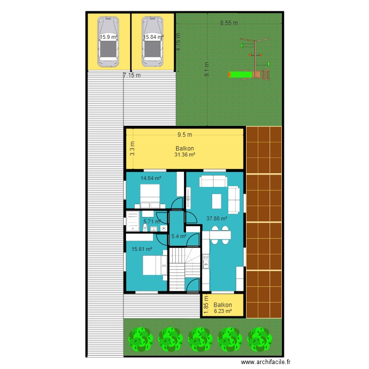 Emirdag 2 oda 1 salon 99m2. Plan de 0 pièce et 0 m2