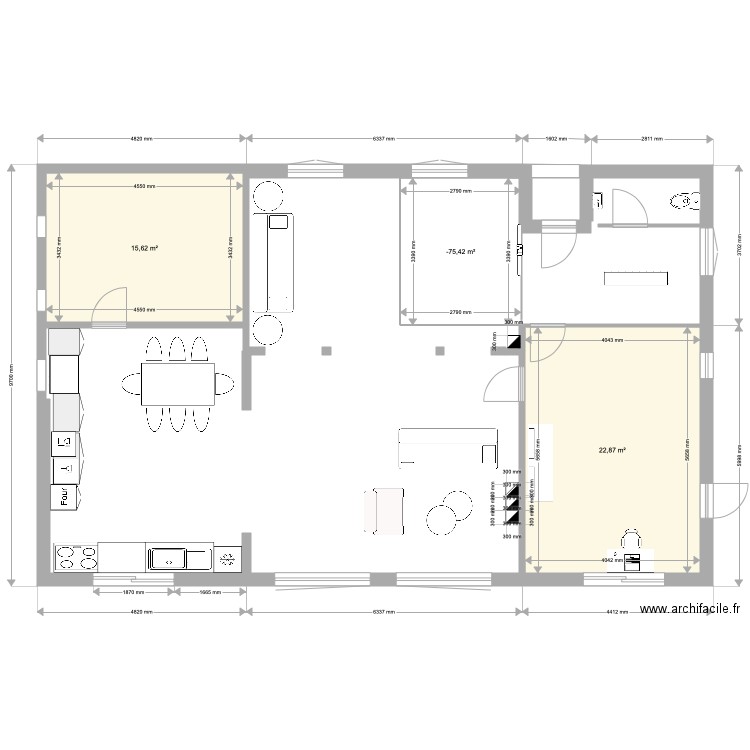 test agrandissement. Plan de 3 pièces et 48 m2