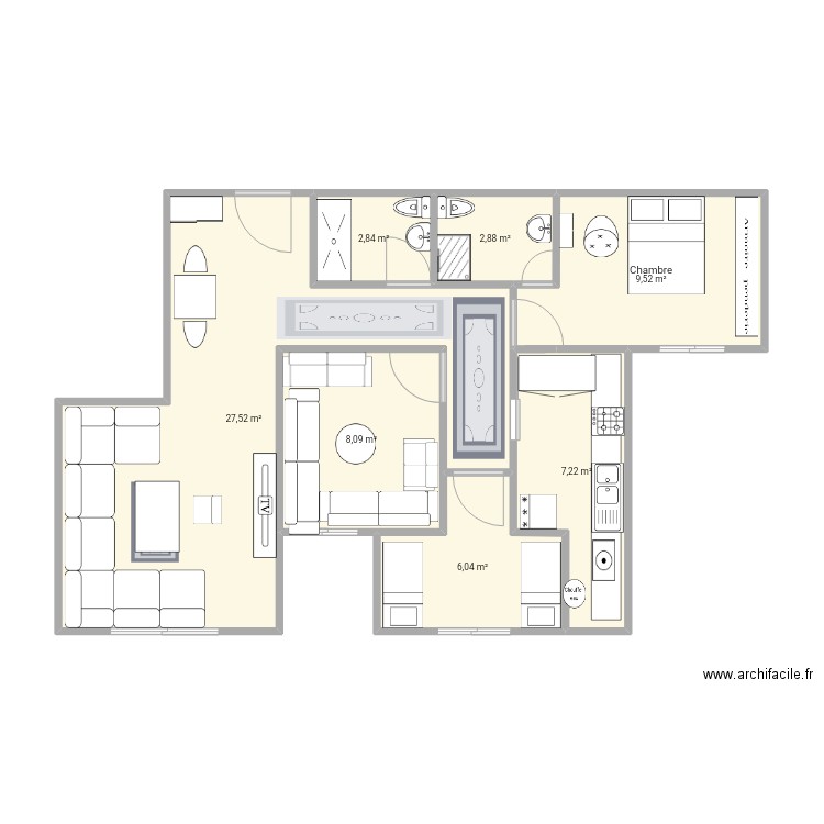 Med12. Plan de 7 pièces et 64 m2