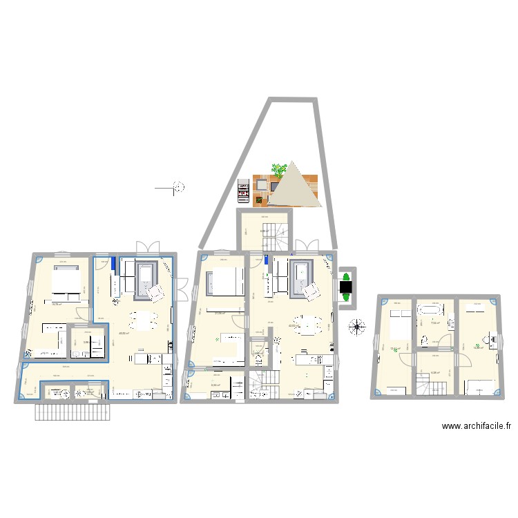 TEST 7 bis. Plan de 14 pièces et 191 m2