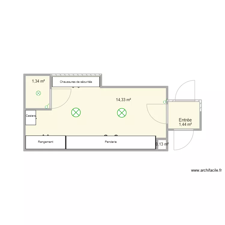 vestiaire B11 B12 V3. Plan de 