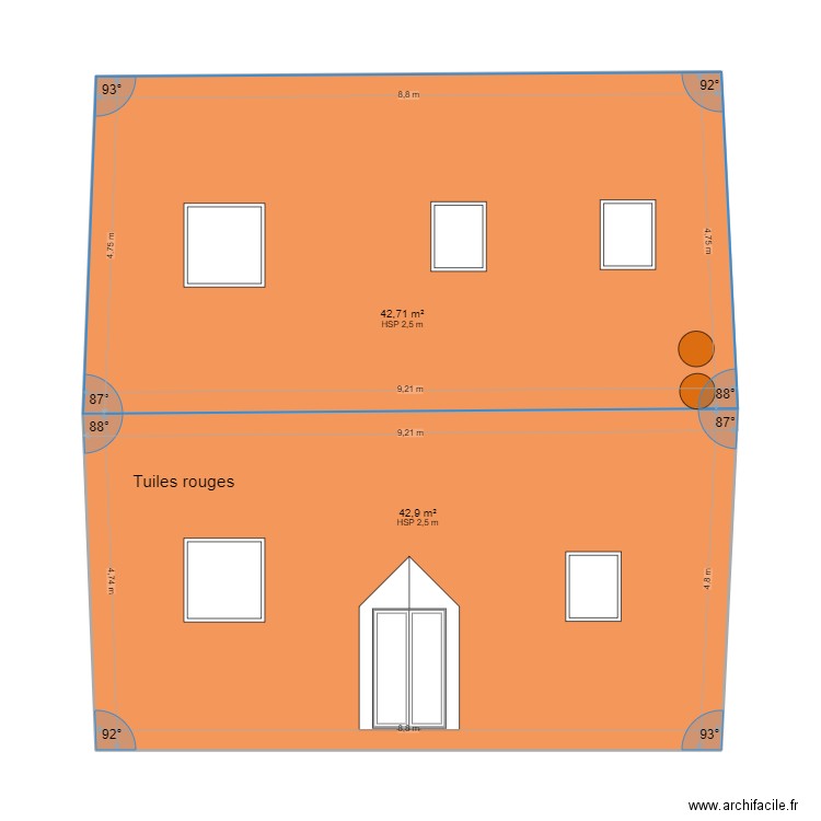 DP Plan de Toiture après Longueau. Plan de 2 pièces et 86 m2