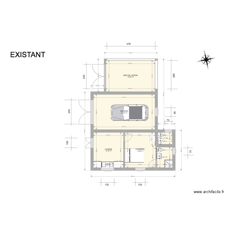 BIOT EXISTANT 2. Plan de 6 pièces et 63 m2