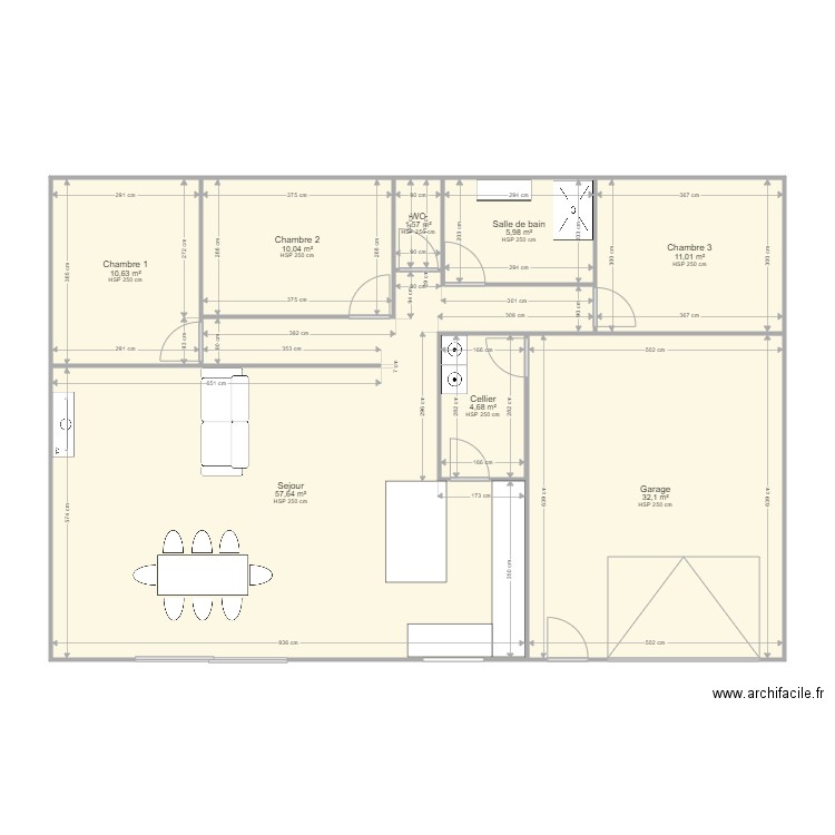 cordelle 2. Plan de 8 pièces et 134 m2