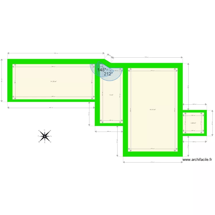 PC3 Plan surface rez de chauss&eacute;e avant. Plan de 