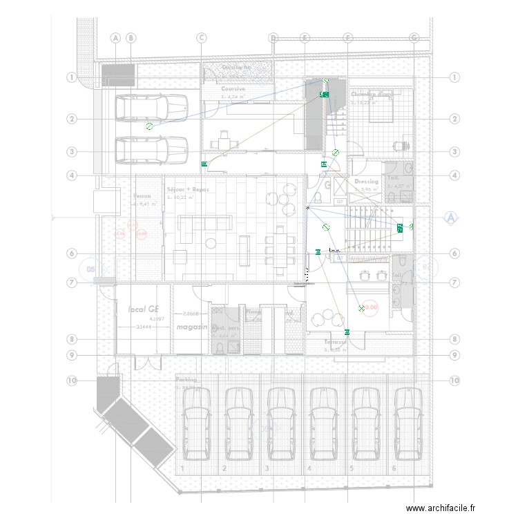 Eclairage de sécurité RDC Immeuble TANAZOU. Plan de 0 pièce et 0 m2