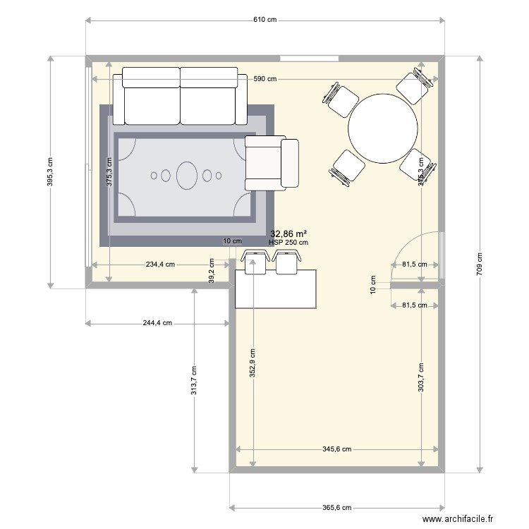 OliviaSalaCozinha. Plan de 1 pièce et 33 m2