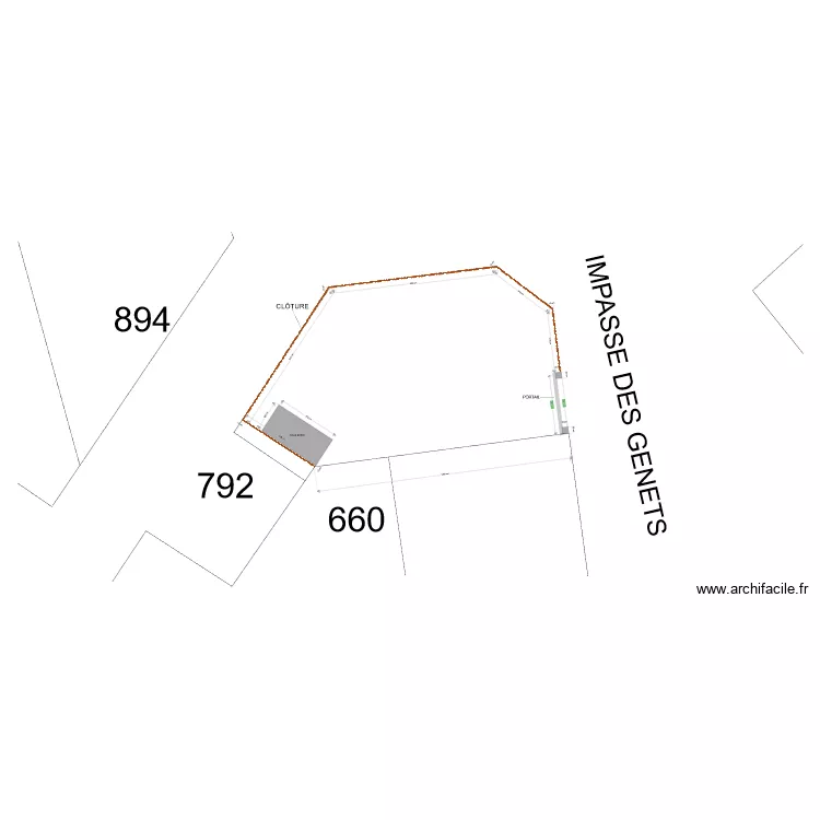 PLAN DE MASSE - CL&Ocirc;UTRE TERRAIN CHAMPTERCIER. Plan de 